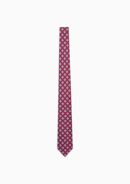 Red Herren Krawatten Armani Sustainability Values Krawatte Aus Bedruckter Seide